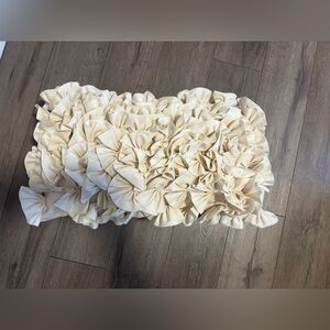 Cream Ruffled Decorative Pillow